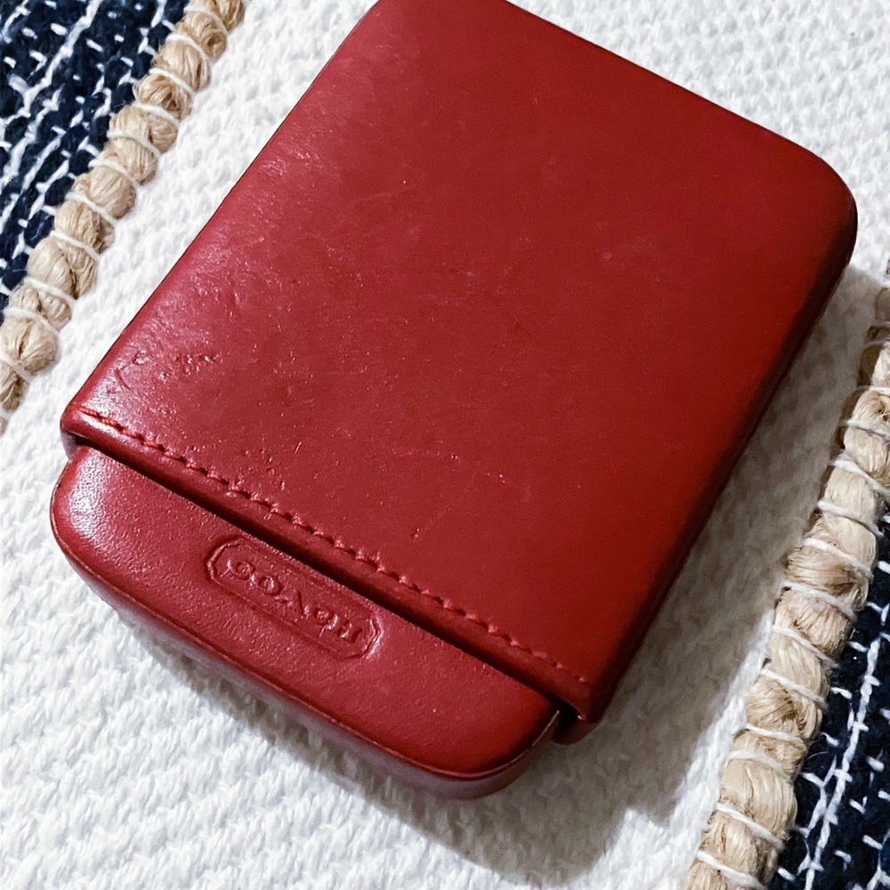 Vintage Coach Red Leather 2 piece Business or Credit Card Holder Wallet